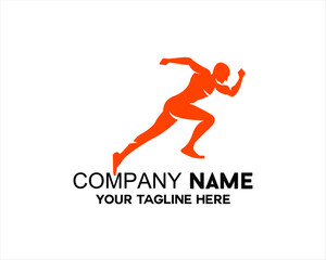 Fototapeta na wymiar silhouette icon of a running person in orange