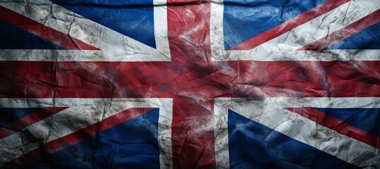 Wavy grunge UK flag. United Kingdom Independence day theme. Generative AI technology.	
