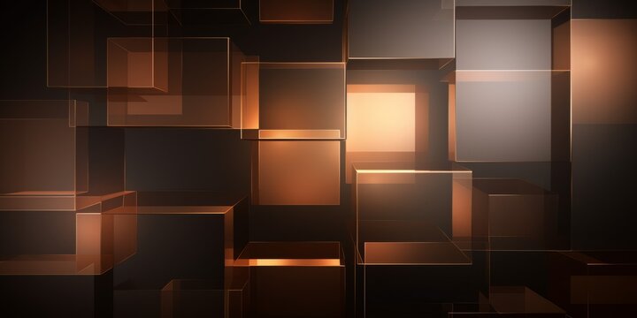 Brown Creative Abstract Geometric Wallpaper. Display graphic. Computer Screen Digiral Art. Abstract Bright Surface Geometrical Horizontal Background. Ai Generated Vibrant Texture Pattern.