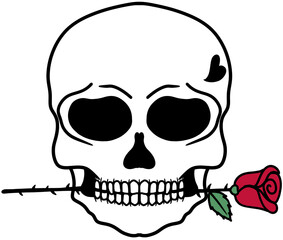 skull and rose