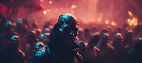 Masked killer gangster group. Generative AI technology.