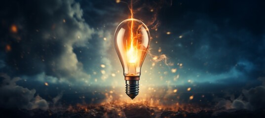 Inspiration light bulb. Creative idea brainstorming concept. Generative AI.
