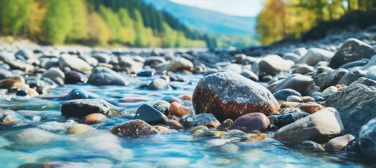 Fotobehang Bosrivier Rocky river stream. Generative AI technology.  