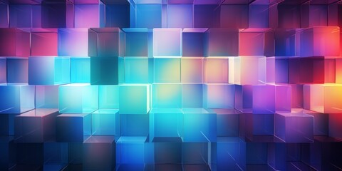 Holo Glass Creative Abstract Geometric Wallpaper. Display graphic. Computer Screen Digiral Art. Abstract Bright Surface Geometrical Horizontal Background. Ai Generated Vibrant Texture Pattern.