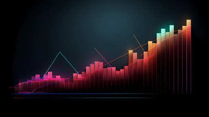 Naklejka premium Business growth graph on black background with copy space.