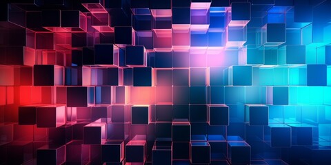 Holo Creative Abstract Geometric Wallpaper. Display graphic. Computer Screen Digiral Art. Abstract Bright Surface Geometrical Horizontal Background. Ai Generated Vibrant Texture Pattern.