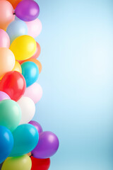 Fototapeta na wymiar bunte Party Ballons in vielen verschiedenen Farben und mit Platz für Text. Hochkant. Hochformat. Generative Ai.