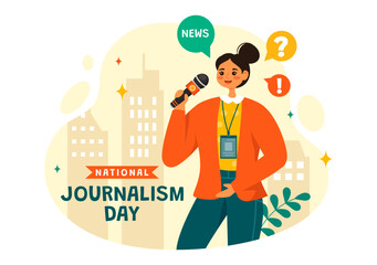 National Journalism Day Vector Illustration to Recognition and Appreciation for the Relentless Efforts of Journalists with Journal Equipments Design