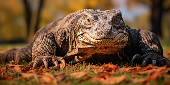 photo illustration of a Komodo dragon in a swamp