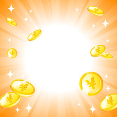 降り注ぐ日本円を沢山ゲットするイメージ