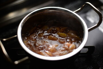 Homemade jam by boiling down figs.