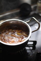 Homemade jam by boiling down figs.
