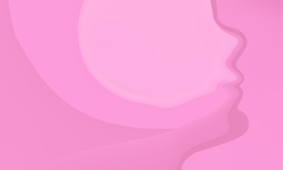 Pink abstract background, woman's face curves,abstract woman face.