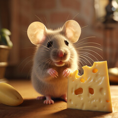 photo of a mouse eating cheese