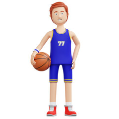 basketball player holding ball 3d cartoon illustration