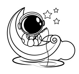 Astronauta navegando en la luna -  Verción Contornos © Zam