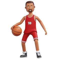 basketball player dribbling ball 3d cartoon illustration