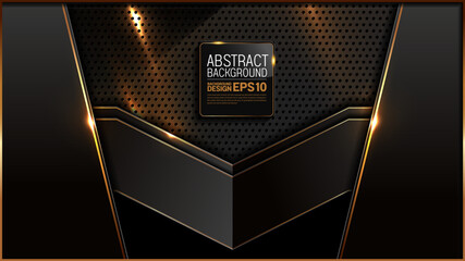 Elegant Black and Gold Technology Background with Metal Dots Luxury Abstract Image for Website Templates, Flyers, and Banners, Dynamic Shimmering Golden Light