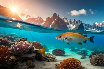 an oral reef fishes, in clean and clear water - obrazy, fototapety, plakaty