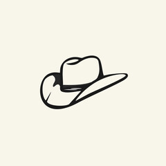 Outline Cowboy hat icon, Retro Hat, Emblem design on white background.