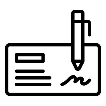 check signing with pen outline clip art preview