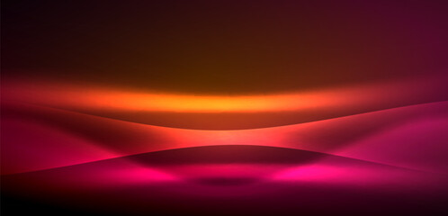 Dynamic waves in ethereal glow of neon lights. Concept merges fluidity of motion with vibrant allure of neon, crafting entrancing backdrop that embodies both vitality and futuristic sophistication