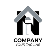 house logo and letter n
