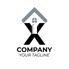 house logo and letter x