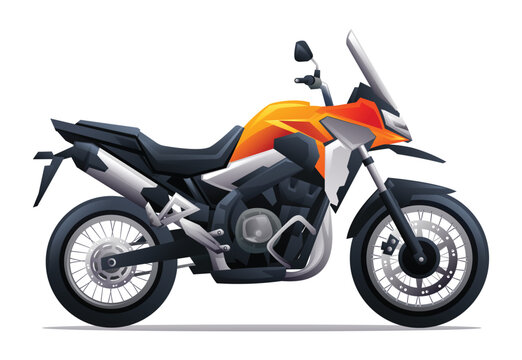 Adventure motorcycle vector cartoon illustration isolated on white background
