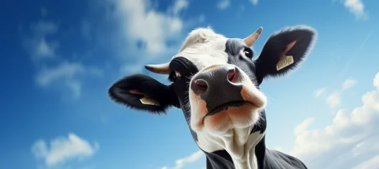 Gordijnen Closeup cow face. Generative AI technology.   © Hero Design