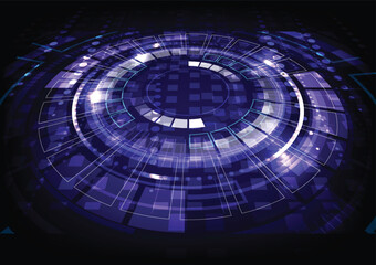 Abstract high tech futuristic technology design. Round shape. Circle Sci-fi element light . - 647482724