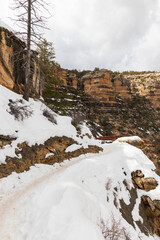 Fototapeta na wymiar View from Bright Angel Trail at Grand Canyon National Park in winter, Arizona, USA