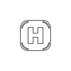 Helipad in outline flat icon style. Vector illustration from World First Aid Day design element collection. Editable graphic resources for many purposes.