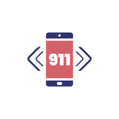 911 emergency call smartphone in colored flat icon style. Vector illustration from World First Aid Day design element collection. Editable graphic resources for many purposes.