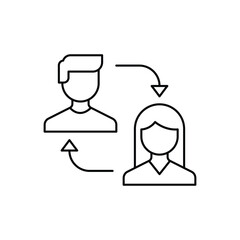 User replace icon design. Person replacement line outline icon. isolated on white background. vector illustration