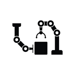 Industrial robot loader for work in a factory or warehouse. Robotic arm factory icon design. isolated on white background