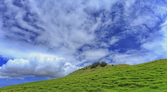 Panorama Of Hokuula Cinder Cone, A Popular Hike, On Buster Brown Hill; Kamuela, Island Of Hawaii, Hawaii, United States Of America