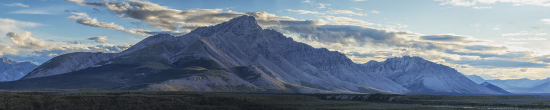 Panoramic Image Of Royal Mountain Along The Wind River, Peel Watershed; Yukon, Canada
