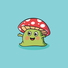 Cute happy mushroom design cartoon illustration