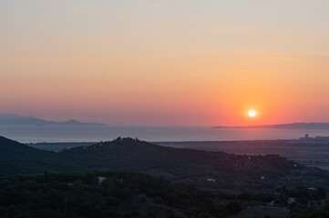 Spectacular sunset, gulf of Follonica, Maremma - Italy.