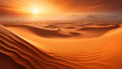 Fototapeta na wymiar Sunset over sand dunes in the desert