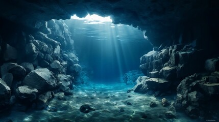 Obraz premium background Submerged underwater cave
