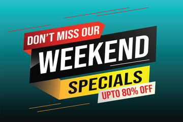 Weekend Special sale tag. Banner design template for marketing. Special offer promotion retail. background banner modern graphic design for advertising store shop, online store, website, landing page	