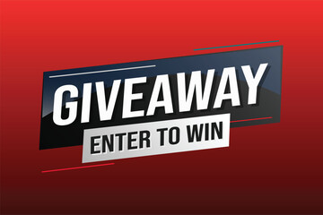 giveaway enter and win word vector illustration blue 3d style for social media landing page, template, ui, web, mobile app, poster, banner, flyer, background, gift card, coupon, label, wallpaper	