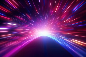 Obraz premium abstract futuristic background with pink blue glowing neon moving high speed wave lines and bokeh lights. Data transfer concept Fantastic wallpaper