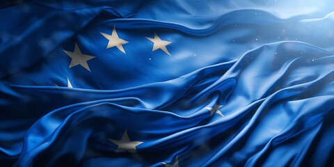 Fototapeta premium Close-up of european flag with copy space background