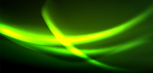 Dynamic waves in ethereal glow of neon lights. Concept merges fluidity of motion with vibrant allure of neon, crafting entrancing backdrop that embodies both vitality and futuristic sophistication