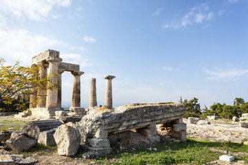 Stone Ruins With Columns; Corinth, Greece