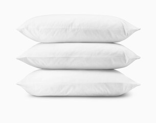 Three Pillows Stacked On A White Background; Toronto, Ontario, Canada