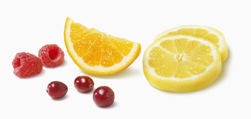 Variety Of Fruit On A White Background; Toronto, Ontario, Canada